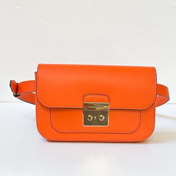 Michael Kors Sloan Editor Small Flap Belt Bag Fanny Pack Clutch Poppy - Picture 4 of 13